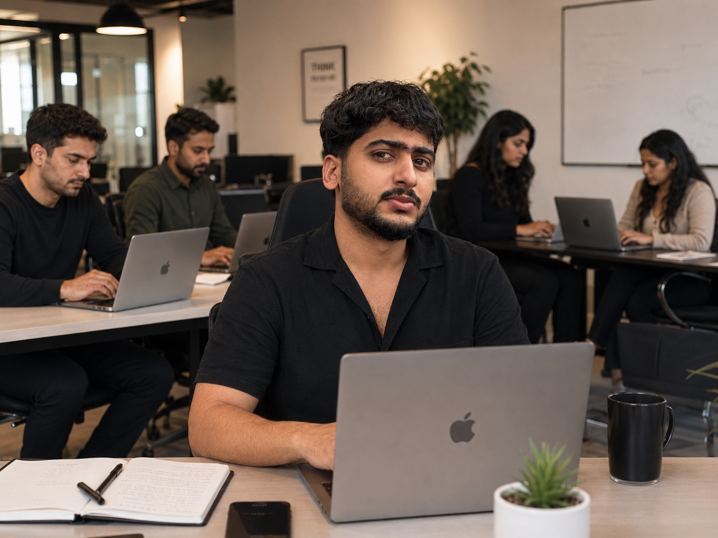 Burhan Ahmad working at the StoreBoost Pro office
