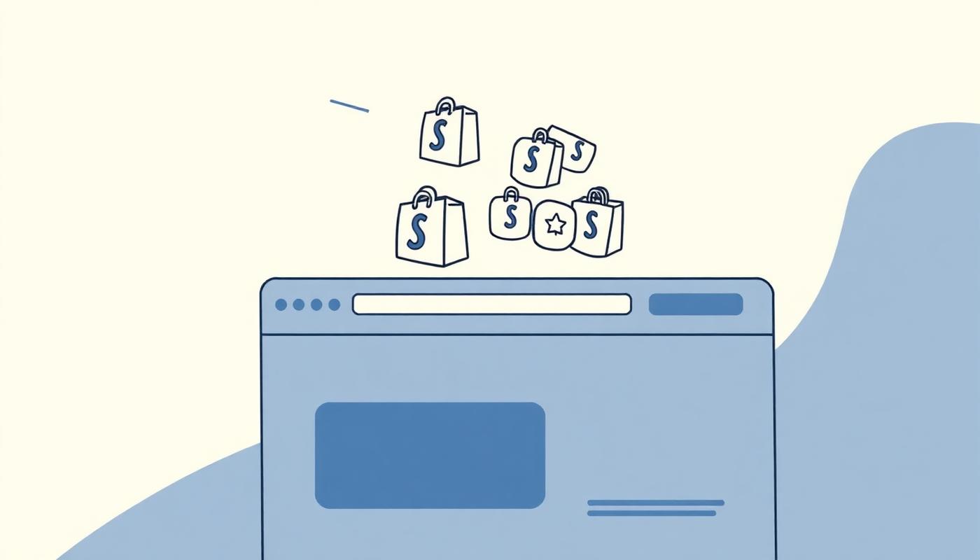 Stack of Shopify app icons piled on top of a slow-loading storefront