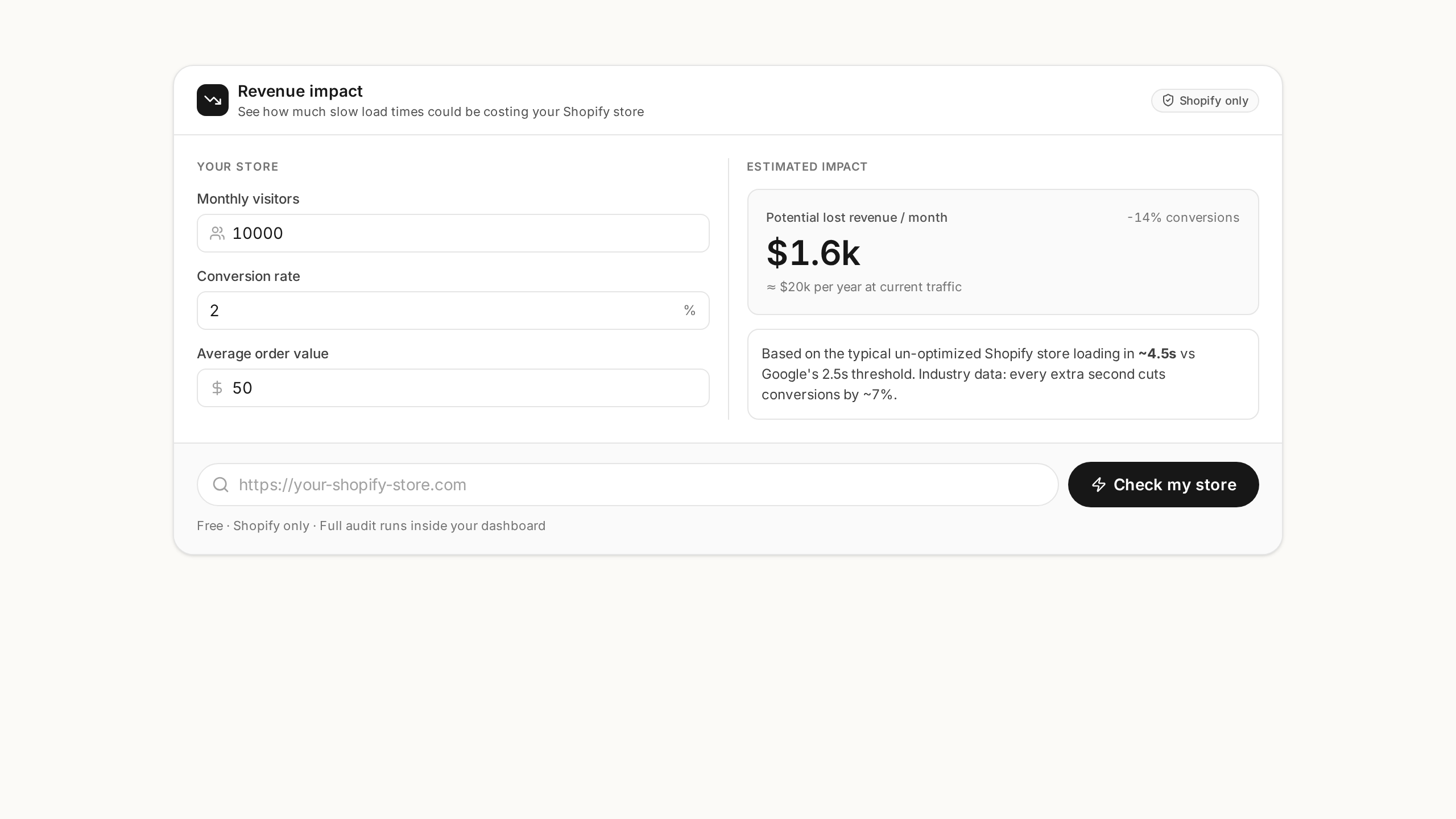 Live audit demo on homepage